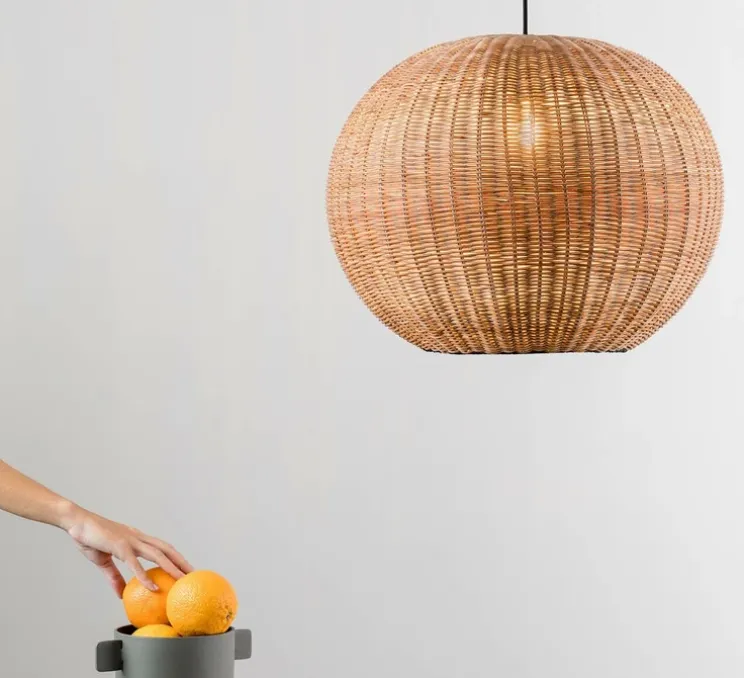 Suspension, Haka 530, noir, rotin, Ø53cm, H40cm - Faro