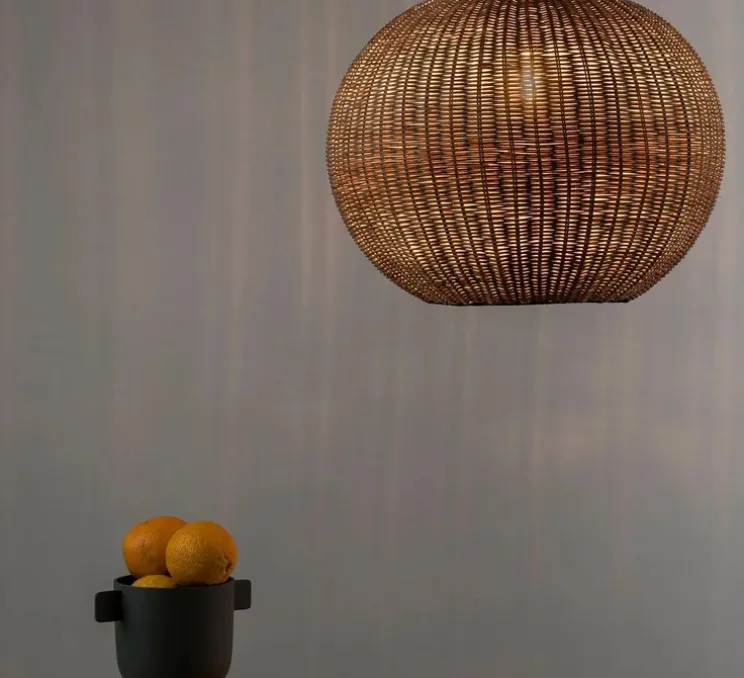 Suspension, Haka 530, noir, rotin, Ø53cm, H40cm - Faro