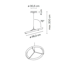 Suspension, Halo Jewel, 2351, noir, LED, dim, 3000k, 1726 lm, Ø56,3cm, H4cm - Vibia
