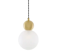 Suspension*Mullan Lighting Suspension, Helena, , Ø15cm, H24cm - laiton satiné, verre givré