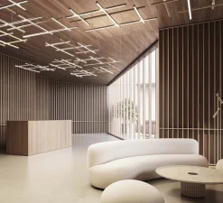 Suspension*Panzeri Suspension, Hilow, émission élevée, , LED, 2700K, 5045lm, L113cm, H7cm - laiton satiné