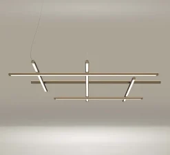 Suspension*Panzeri Suspension, Hilow, émission élevée, , LED, 2700K, 5045lm, L113cm, H7cm - laiton satiné