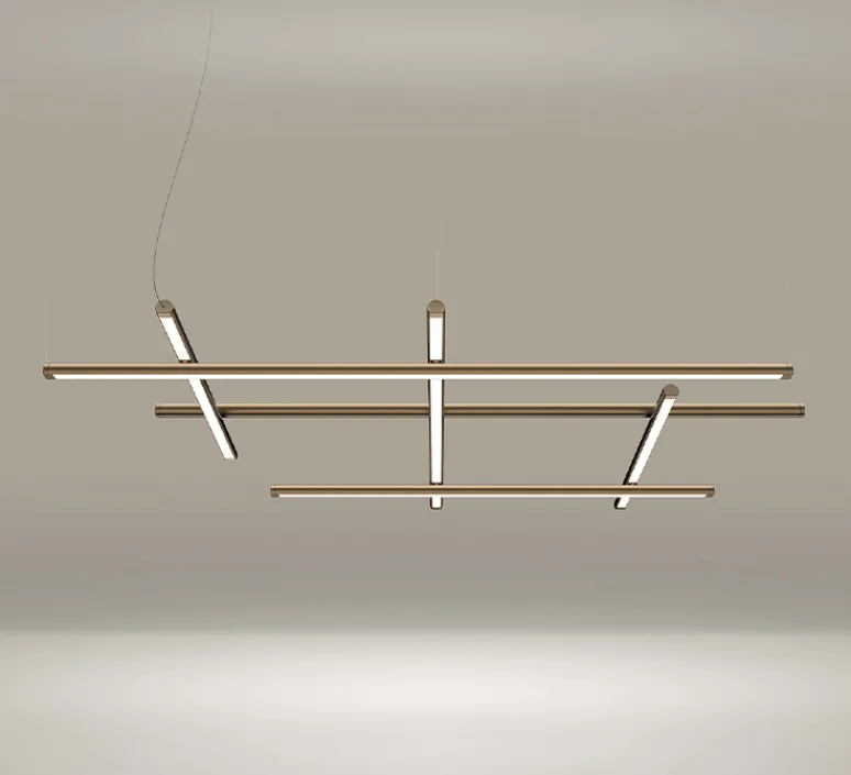 Suspension*Panzeri Suspension, Hilow, émission élevée, , LED, 2700K, 5045lm, L113cm, H7cm - laiton satiné