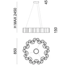 Suspension, Honey, blanc, LED, dim, 2700K, 5379 lm, Ø86cm, H15cm - Stilnovo