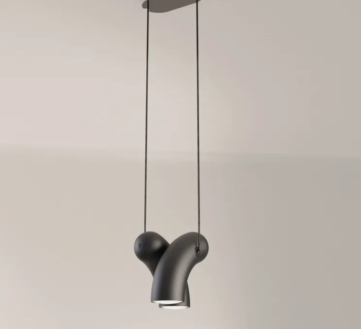 Suspension, Hyphen , Noir sablé, L29cm, H24cm, 3000K, 2000lm - Darmes