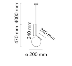 Suspension, IC Lights Suspension 1, opalin et laiton brossé, Ø20cm, H47cm - Flos