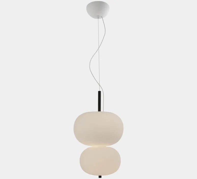 Suspension*LEDS C4 Suspension, Ilargi Doble, blanc & noir, LED, dim, 2700k, 1833 lm, Ø39,5cm, H67cm - blanc & noir
