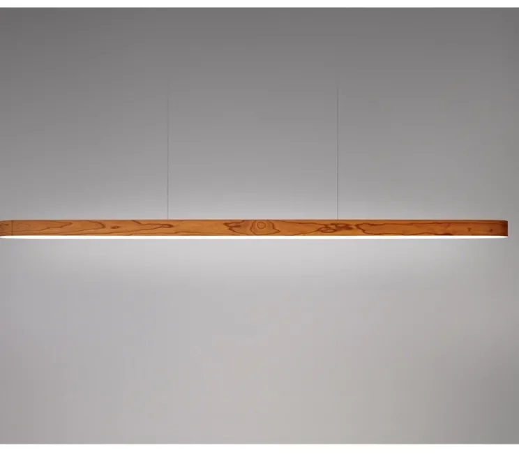Suspension, I-Line, bois naturel de cerisier, LED, 3000K, 1808lm, L150cm, H5cm - LZF