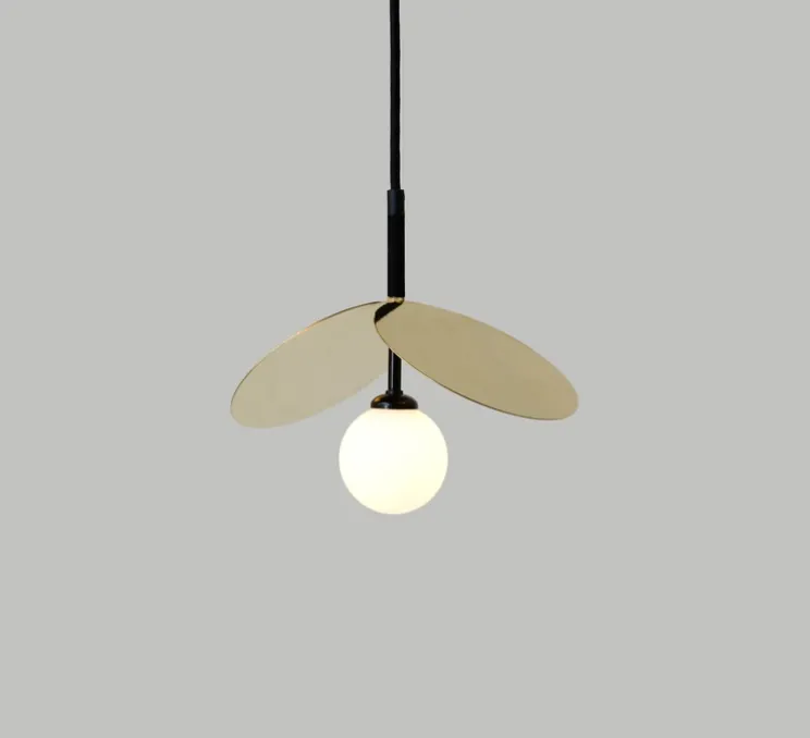 Suspension, Ilios cable tissu, noir et or, Ø25,6cm, H26cm - ATELIER ARETI