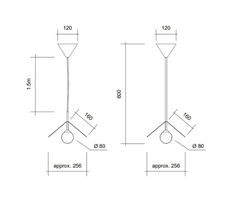 Suspension, Ilios cable tissu, noir et or, Ø25,6cm, H26cm - ATELIER ARETI
