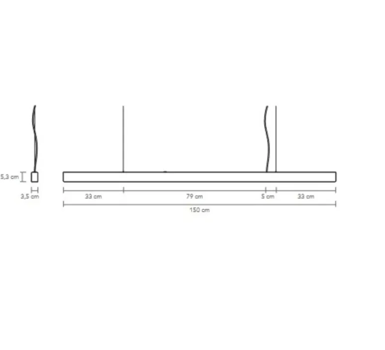 Suspension*Anour Suspension, I-Model Cord, , LED, dim, 2700K, 2130 lm, L150cm, H5,3cm - laiton brossé