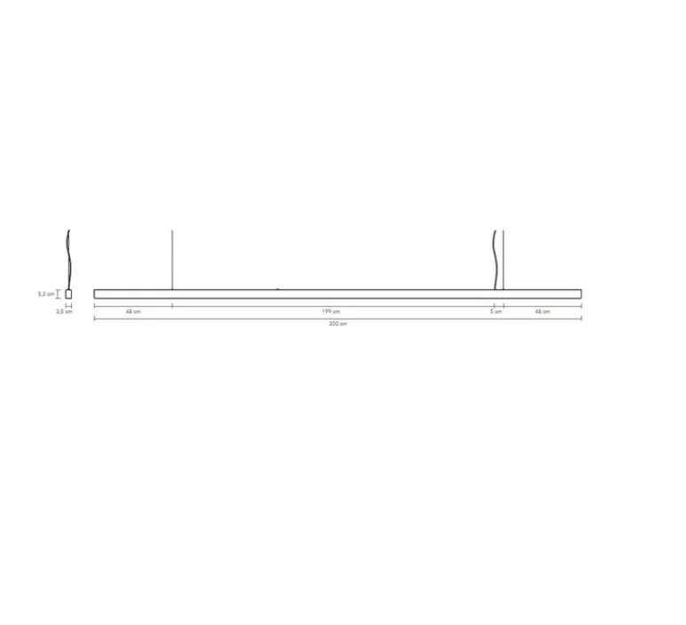 Suspension*Anour Suspension, I-Model Cord, , LED, dim, 2700K, 4260 lm, L300cm, H5,3cm - laiton poli