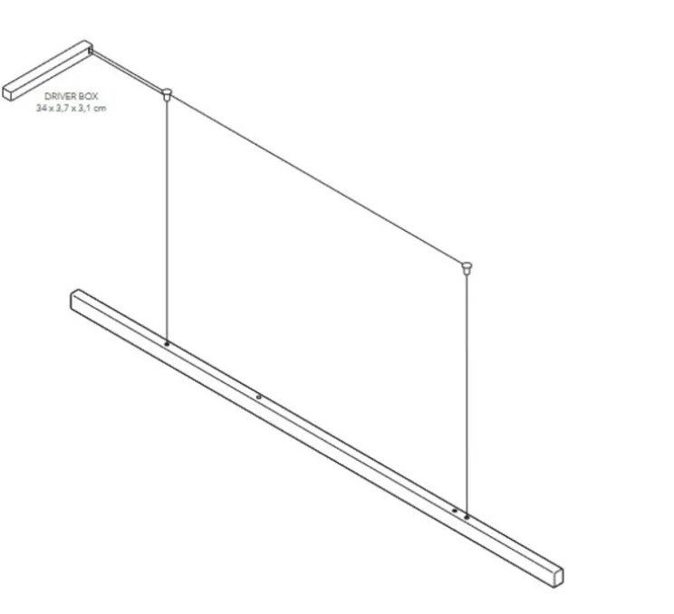 Suspension, I-Model Cordless, laiton brossé, LED, dim, 2700K, 4260 lm, L300cm, H5,3cm - Anour