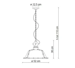 Suspension*Ferroluce Suspension, Industrial C1720, , Ø52cm, H36cm - jaune vintage