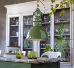 Suspension*Ferroluce Suspension, Industrial C1755, , Ø30cm, H45cm - vert sauge