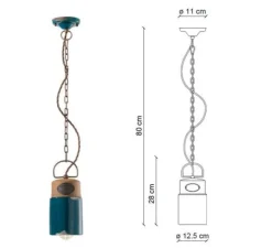 Suspension*Ferroluce Suspension, Industrial C1620, , Ø12,5cm, H28cm - vert vintage