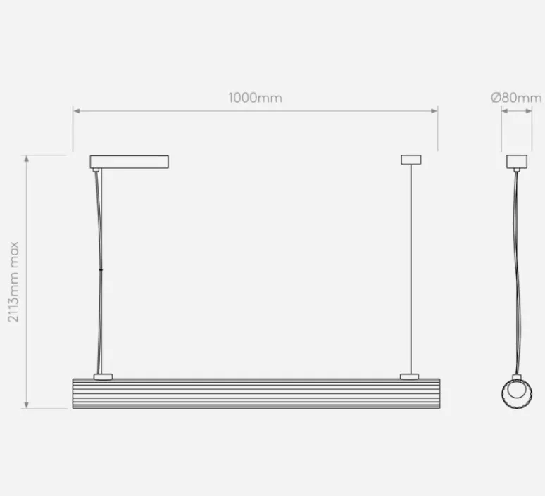 Suspension*Astro Suspension, io Pendant 1000, , LED, dim, 3000K, 2328 lm, L100cm, H211,3cm - noir mat