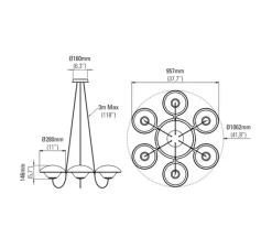 Suspension*DCW éditions Paris Suspension, ITA, In The Air 6, , Ø106,2cm, H14,6cm - noir et blanc