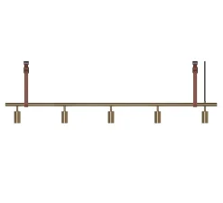 Suspension*Rubn Suspension, John long, , L260cm, H17cm - laiton, cuir marron