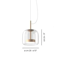 Suspension*Vistosi Suspension, Jube SP 1P, , LED, dim, 2700K, 2000 lm, Ø26cm, H24cm - cristal transparent, or satiné