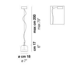 Suspension*Vistosi Suspension, Jube SP S, , LED, dim, 2700K, 1200 lm, Ø18cm, H17cm - verre fumé marron, laiton