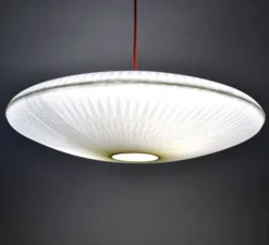 Suspension, Kaléidoscope Moyen, blanc avec câble rouge, Ø62cm, H17cm - Celine-Wright