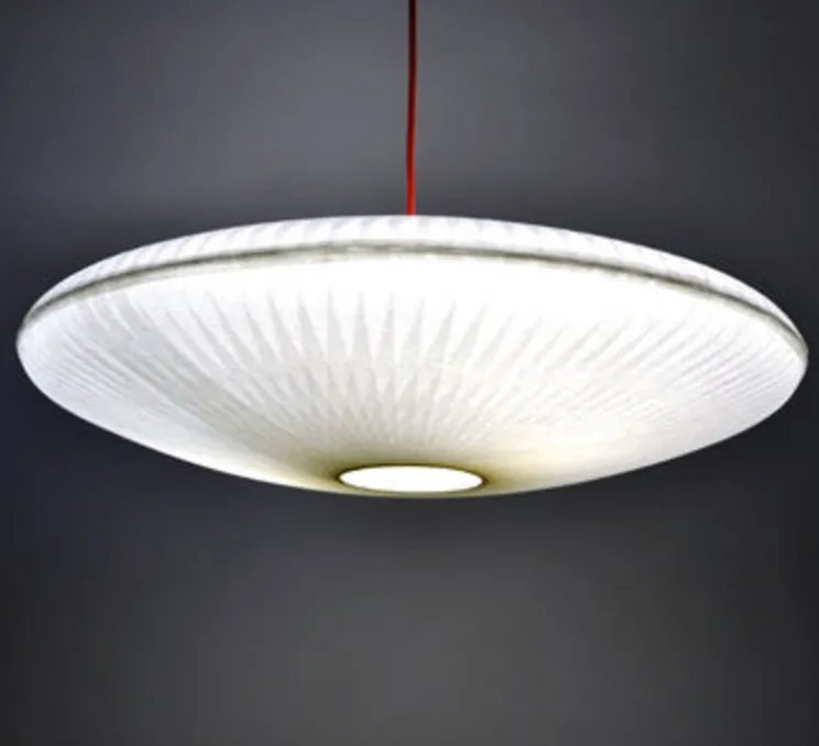 Suspension, Kaléidoscope Moyen, blanc avec câble rouge, Ø62cm, H17cm - Celine-Wright