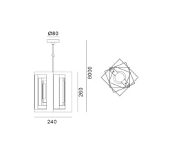 Suspension*Lyfa Suspension, Kassablanka 240, , L24cm, H26cm - aluminium