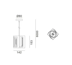 Suspension, Kassablanka 142, aluminium, L14,2cm, H15,3cm - Lyfa