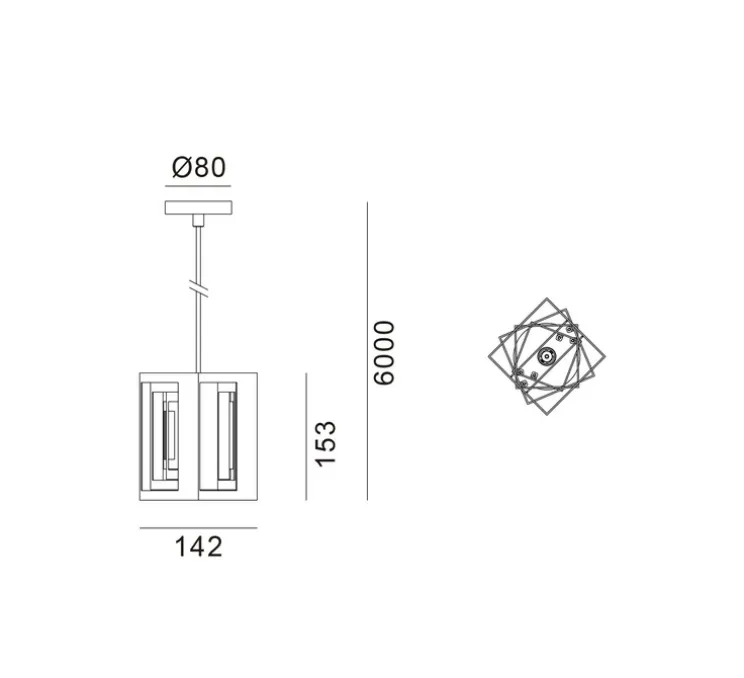 Suspension, Kassablanka 142, aluminium, L14,2cm, H15,3cm - Lyfa