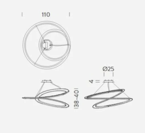 Suspension*Nemo Lighting Suspension, Kepler directe, , LED, 3000k, 4500lm, Ø110cm, H38cm - blanc