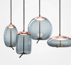 Suspension*Brokis Suspension, Knot Uovo, , H48cm Ø30cm- Gris fumé, cuivre