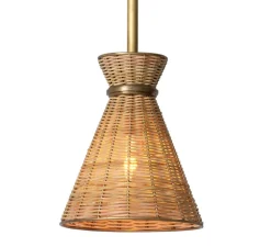 Suspension*Eichholtz Suspension, Kon Tiki, , Ø20cm, H24cm - rotin, laiton vintage
