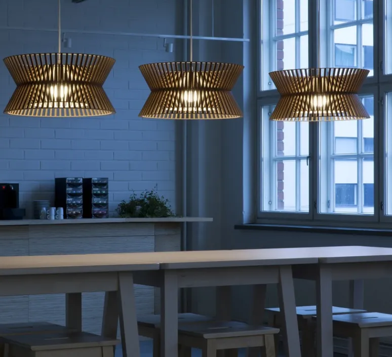Suspension*Secto Design Suspension, Kontro 6000, , LED, Ø45cm, H21cm - bois, marron