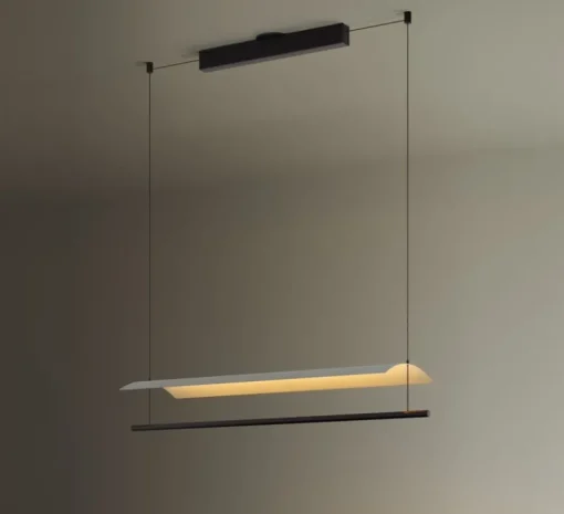 Suspension*Santa & Cole Suspension, Lamina 85, , LED, dim, 2700K, 1394 lm, L98,7cm, H12,6cm - noir et blanc
