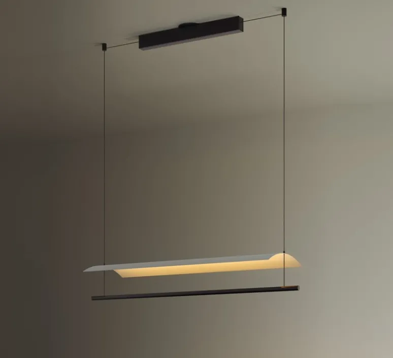 Suspension*Santa & Cole Suspension, Lamina 85, , LED, dim, 2700K, 1394 lm, L98,7cm, H12,6cm - noir et blanc