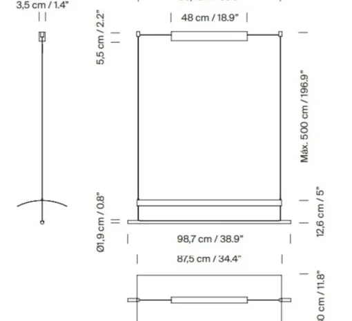 Suspension*Santa & Cole Suspension, Lamina 85, , LED, dim, 2700K, 1394 lm, L98,7cm, H12,6cm - noir et blanc