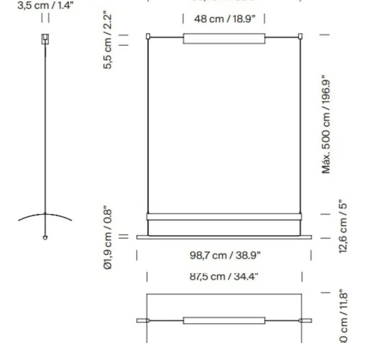 Suspension*Santa & Cole Suspension, Lamina 85, , LED, dim, 2700K, 1394 lm, L98,7cm, H12,6cm - noir et blanc