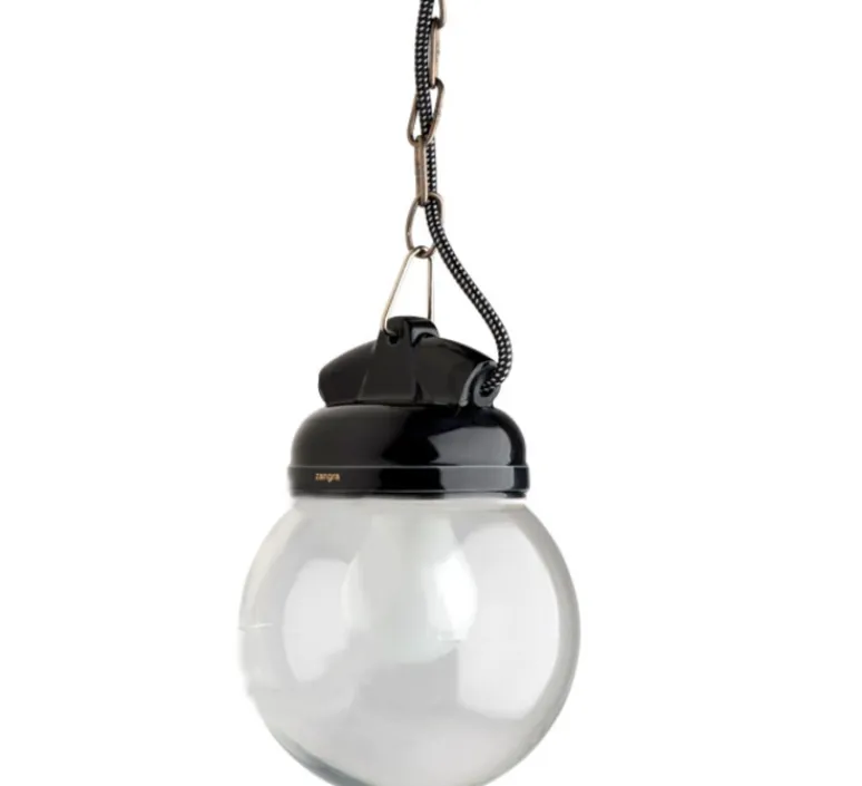 Suspension*Zangra Suspension, Lampe étanche pure porcelaine, , Ø14,5cm, H13cm - noir