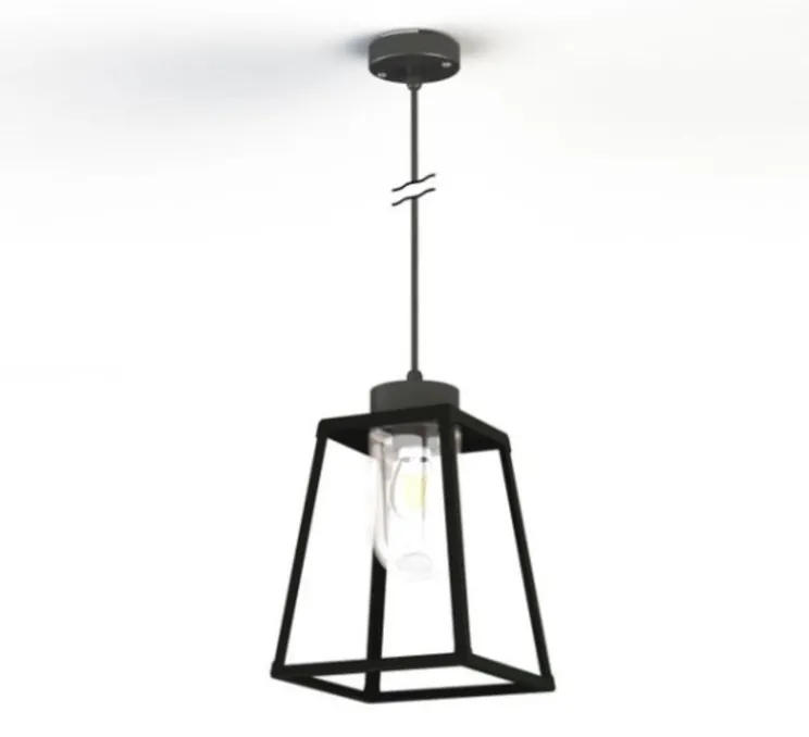 Suspension, Lampiok 1 N°4, gris noir, verre clair, IP65, L22,4cm, H127,8cm - Roger Pradier