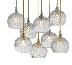 Suspension*Ebb and Flow Suspension, Large Check, Crystal Rowan 15,5, , Ø15cm, H15cm - transparent, argent