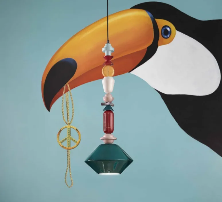 Suspension*Ferroluce Suspension, Lariat 87, , Ø31cm, H87cm - bleu pétrole