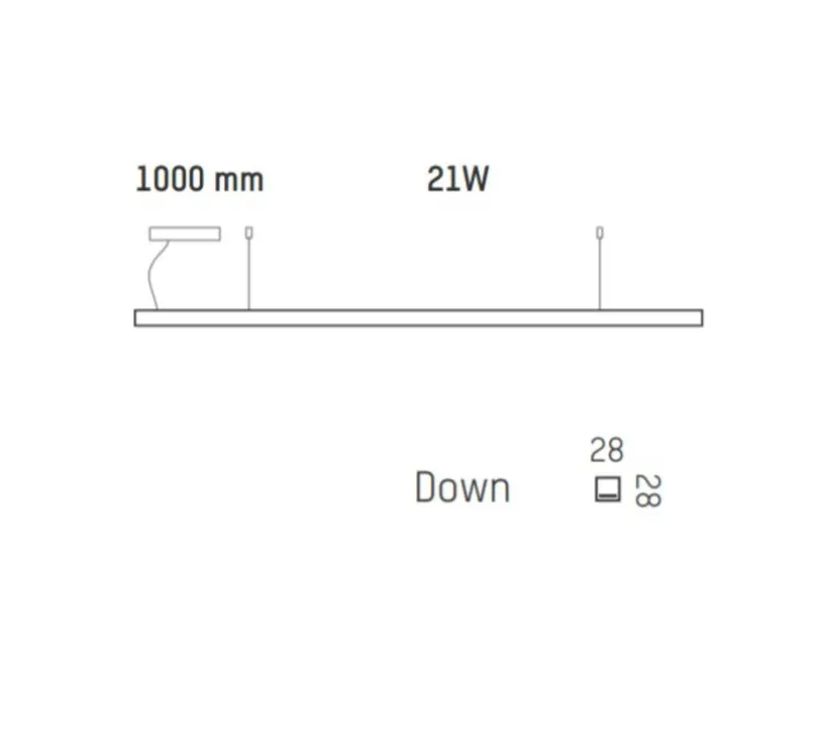 Suspension, LED28, chêne, 2700K, L100cm - TUNTO