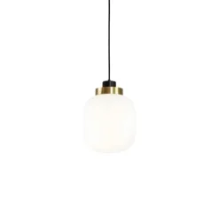 Suspension, Legier 557.22, verre opalin, noir, laiton, IP40, LED, 2700K, 1150lm, Ø25cm, H33cm - Tooy