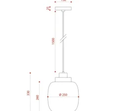 Suspension, Legier 557.22, verre opalin, noir, laiton, IP40, LED, 2700K, 1150lm, Ø25cm, H33cm - Tooy