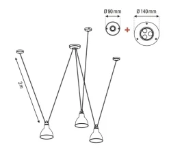 Suspension*DCW éditions Paris Suspension, Les Acrobates de Gras N°325, , Ø25cm, H25cm - opalin