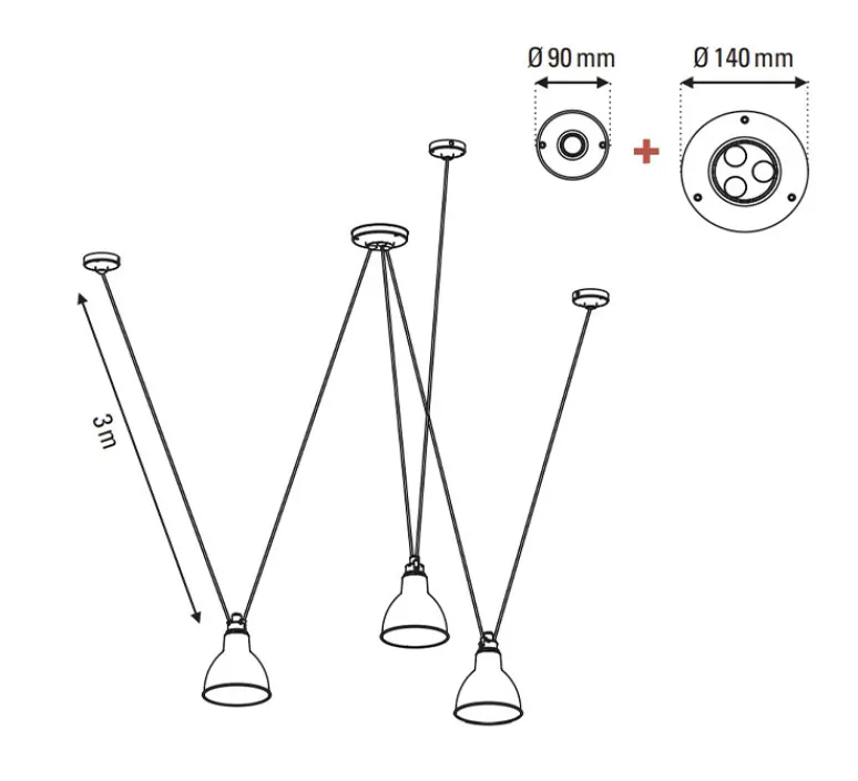 Suspension*DCW éditions Paris Suspension, Les Acrobates de Gras N°325, , Ø25cm, H25cm - opalin
