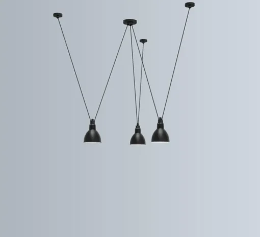 Suspension*DCW éditions Paris Suspension, Les Acrobates de Gras N°325, x3, , Ø17cm, H17cm - noir/intérieur blanc