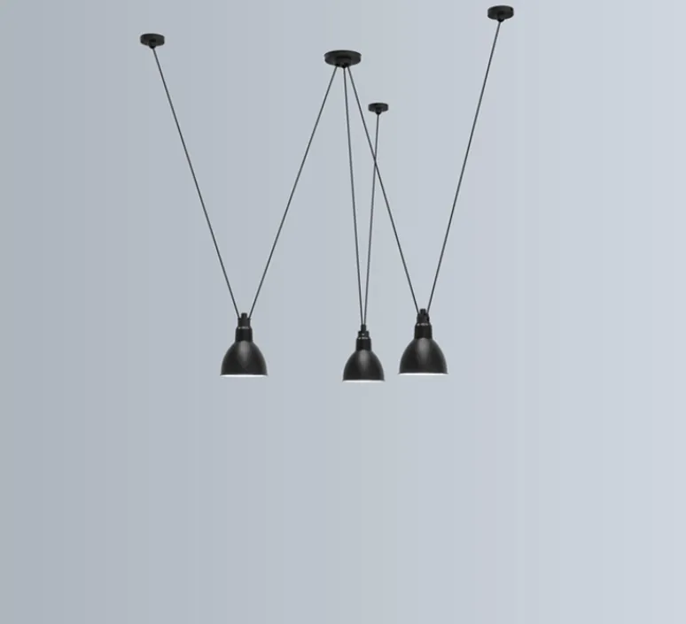 Suspension*DCW éditions Paris Suspension, Les Acrobates de Gras N°325, x3, , Ø17cm, H17cm - noir/intérieur blanc