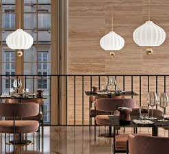 Suspension*KDLN Suspension, Lilli, , Ø32cm, H52cm - opalin et laiton